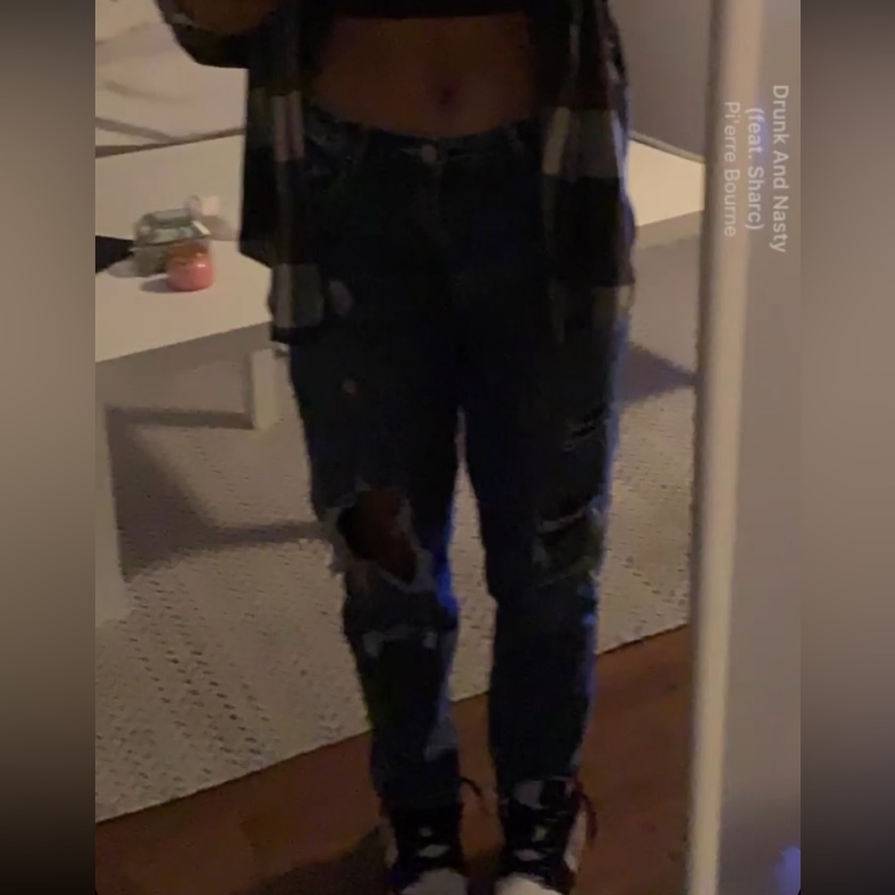 two pairs of mom jeans